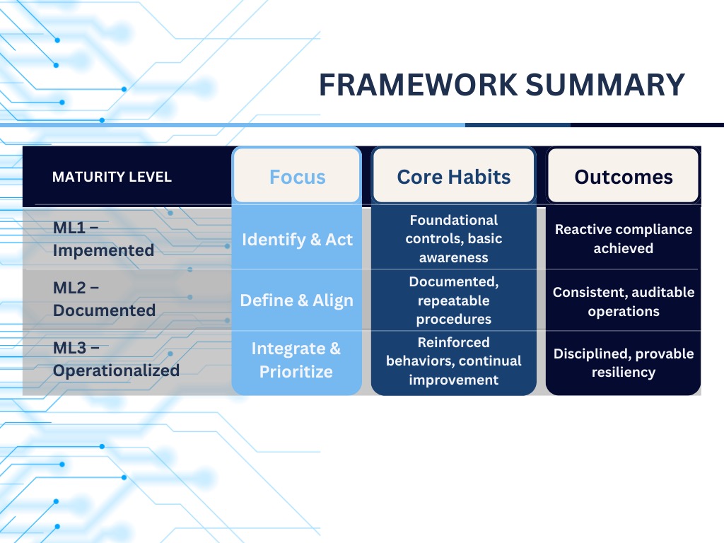 Disciplined Resiliency Model Framework Summary